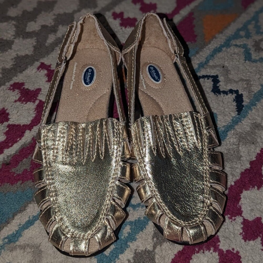 Dr Scholls Size 7.5W Gold Metallic Huarache shoes‎